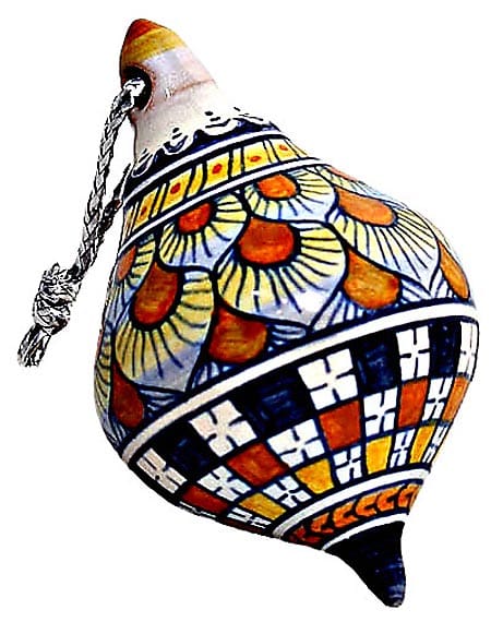Ceramic Majolica Christmas Ornament Checker Orange 7