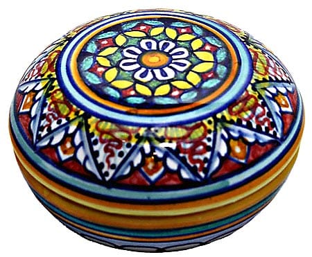 Ceramic Majolica Covered Curved Box Geometrical 8 Red 7