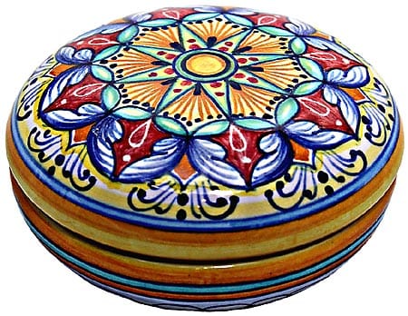 Ceramic Majolica Covered Curved Box Star8 Orange 10cm