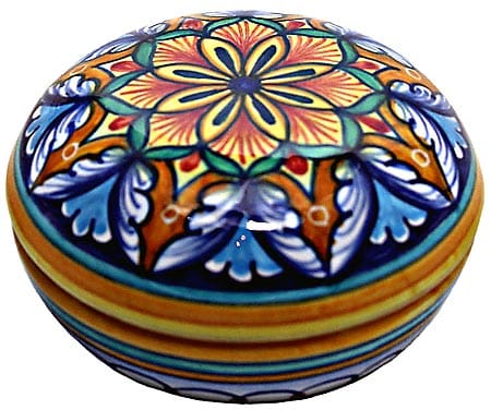 Ceramic Majolica Covered Curved Box Star8 Orange 7cm