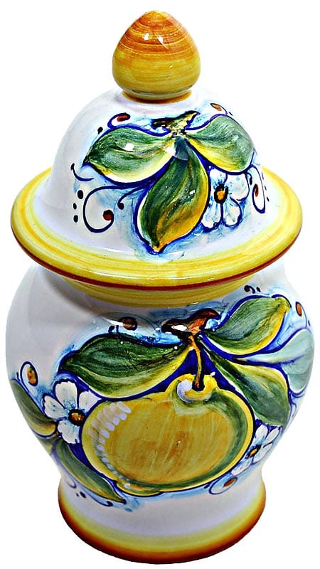 Ceramic Majolica Covered Jar Limoni Classic GG 17cm