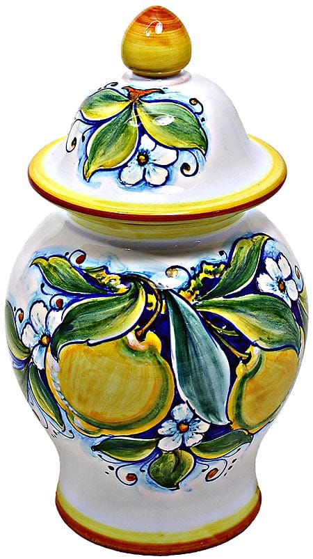 Ceramic Majolica Covered Jar Limoni Classic GG 23cm