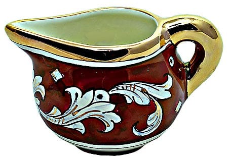 Ceramic Majolica Creamer Gold Leaf Red Rubino 10cm