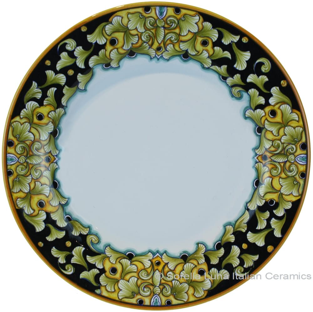 Deruta Italian Dinner Plate - Acanthus Black/Yellow