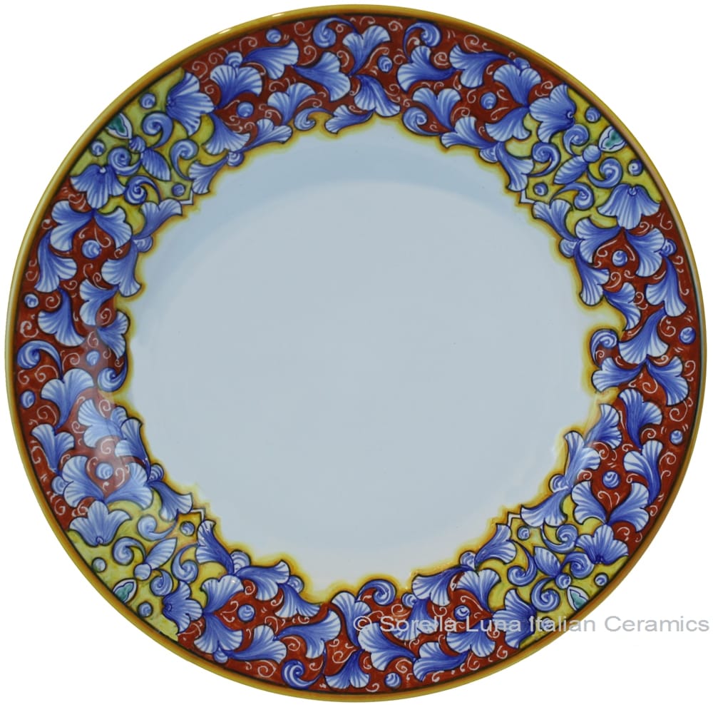 Deruta Italian Dinner Plate - Acanthus Red/Yellow