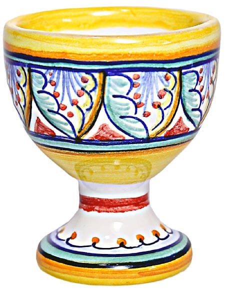 Ceramic Majolica Egg Cup Server Blue Red Vario 6cm