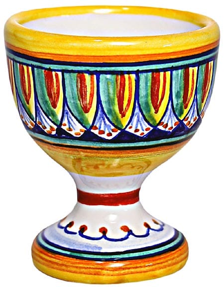 Ceramic Majolica Egg Cup Server Green Red Vario 6cm