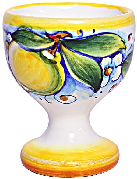 Ceramic Majolica Egg Cup Server Yellow Lemon 6cm