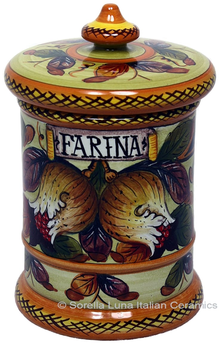 Ceramic Majolica Flour Jar Tuscan Pomegranate 20cm
