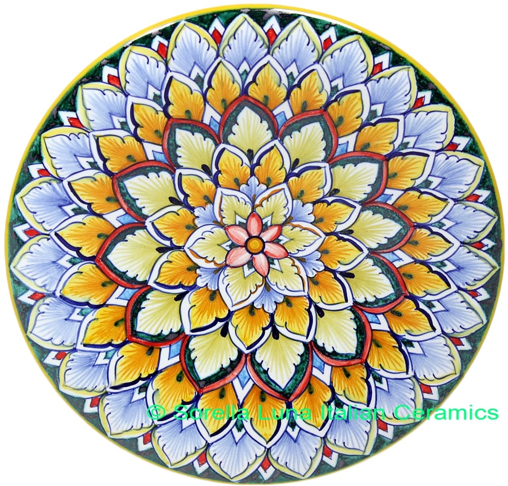 ceramic majolica g06 plate blue yellow green 739 20cm