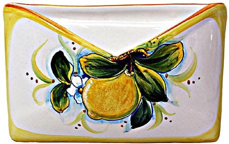 Ceramic Majolica Letter Holder Mail Lemon 18cm