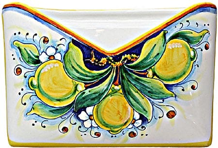 Ceramic Majolica Letter Holder Mail Lemon 24cm