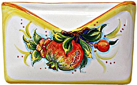 Ceramic Majolica Letter Holder Mail Pomegranate 18cm