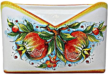 Ceramic Majolica Letter Holder Mail Pomegranate 24cm
