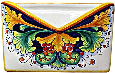 Ceramic Majolica Letter Holder Mail Ramina 18cm