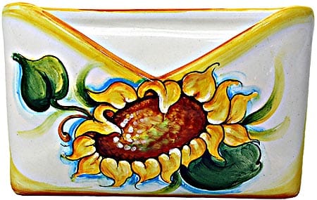 Ceramic Majolica Letter Holder Mail Sunflower WH 18cm