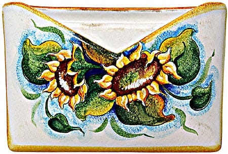 Ceramic Majolica Letter Holder Mail Sunflower WH 24cm