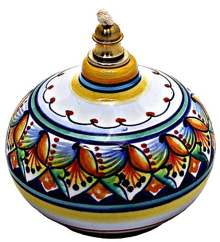 Ceramic Majolica Oil Lamp 1206 11 Blue Orange Vario