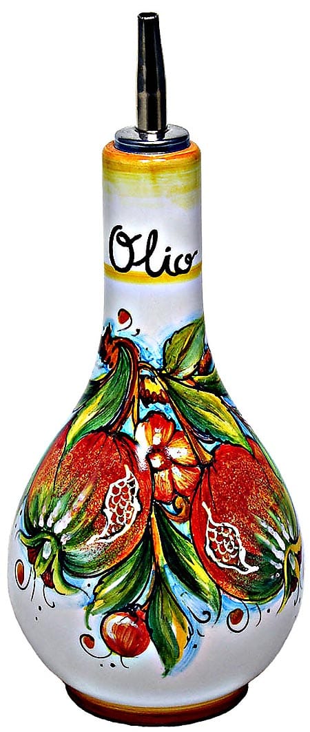 Ceramic Majolica Olive Oil Dispenser Pomegranate 20cm
