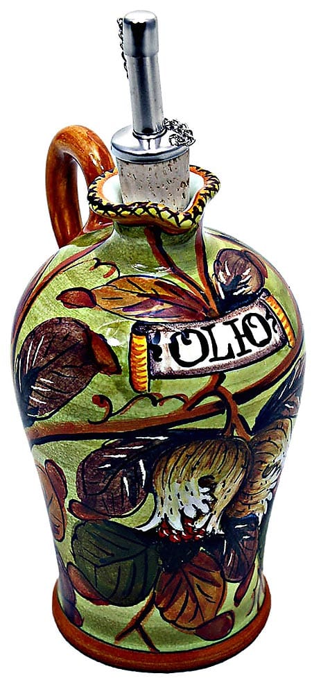 Ceramic Majolica Olive Oil Dispenser Pomegranate N 20cm