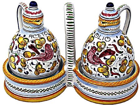Ceramic Majolica Olive Oil Vinegar Cruet Arabesco YL 15