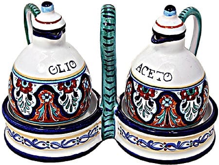 Ceramic Majolica Olive Oil Vinegar Cruet Jubilant BR 15