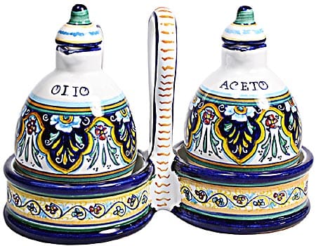 Ceramic Majolica Olive Oil Vinegar Cruet Jubilant WB 15