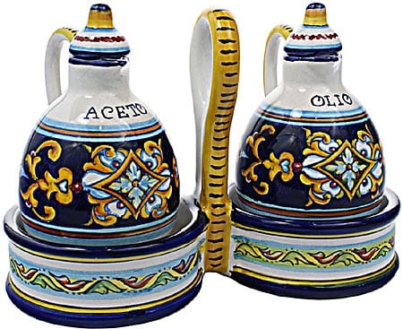 Ceramic Majolica Olive Oil Vinegar Cruet Ricco Vario 15