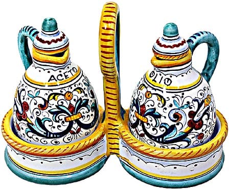 Ceramic Majolica Olive Oil Vinegar Ricco Deruta 14