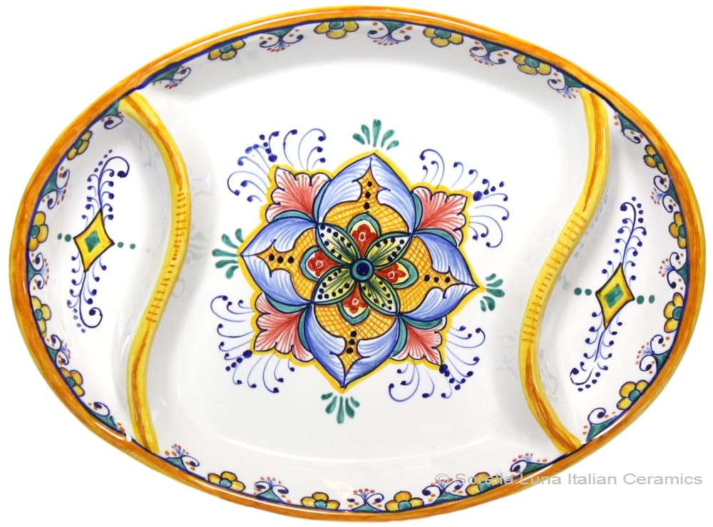 Ceramic Maiolica Oval Antipasto Serving Tray Dish 26cm
