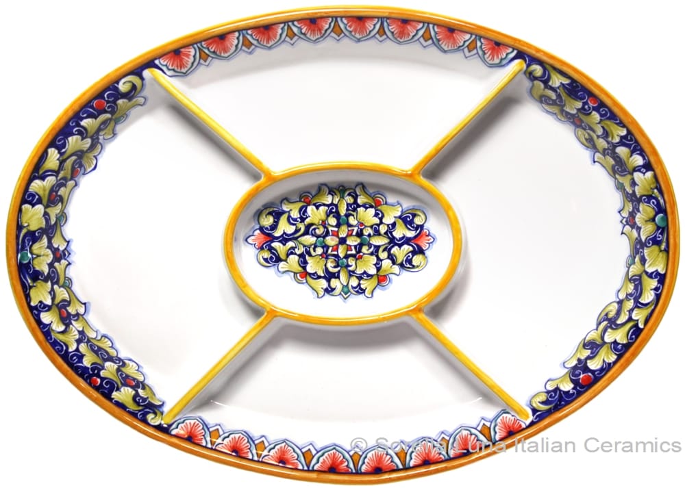 Ceramic Maiolica Oval Antipasto Serving Tray Dish 37cm