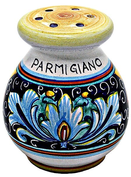 Ceramic Majolica Parmesian Cheese Shaker RiccoVario Blu