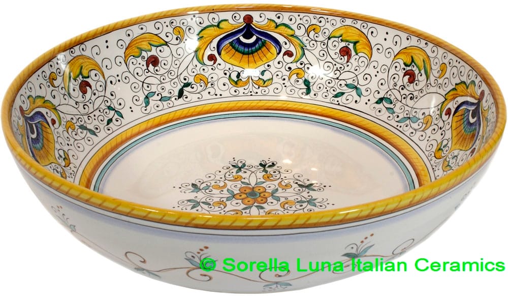 Ceramic Majolica Serving Bowl Peacock