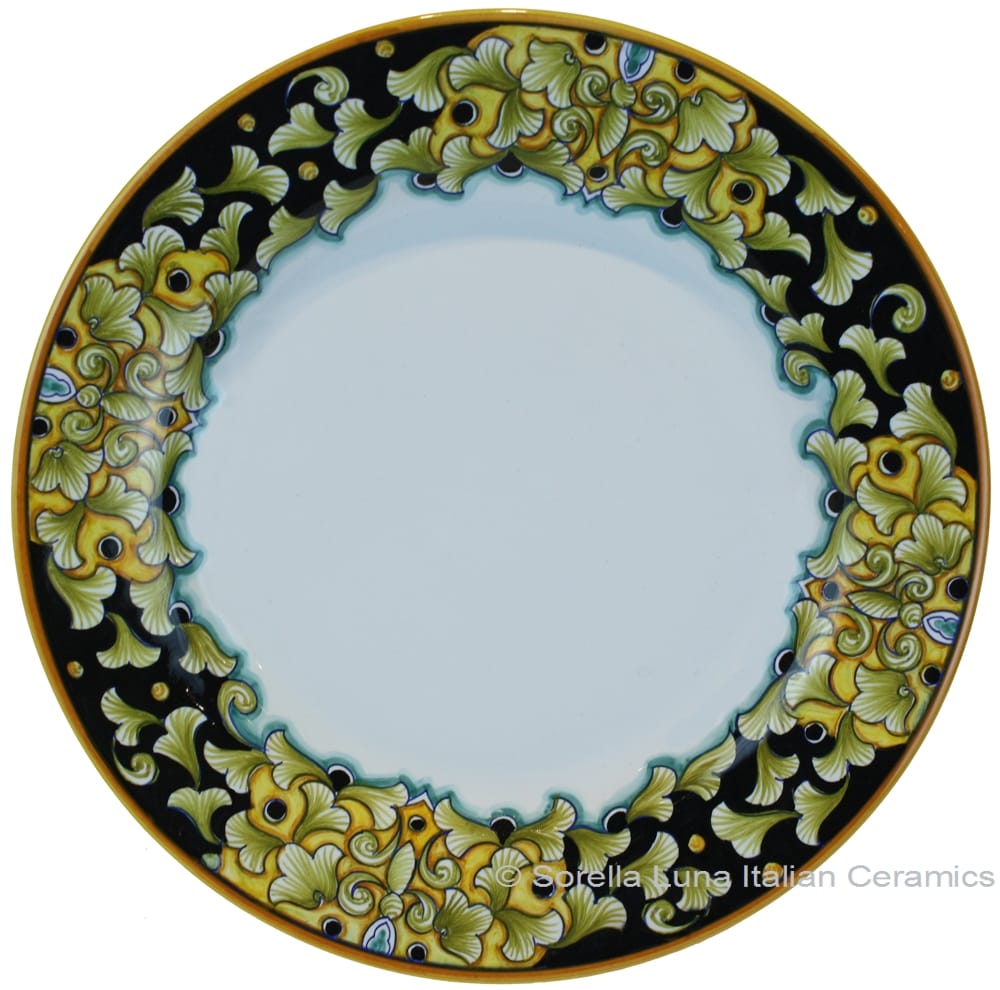 Deruta Italian Pasta Plate - Acanthus Black/Yellow