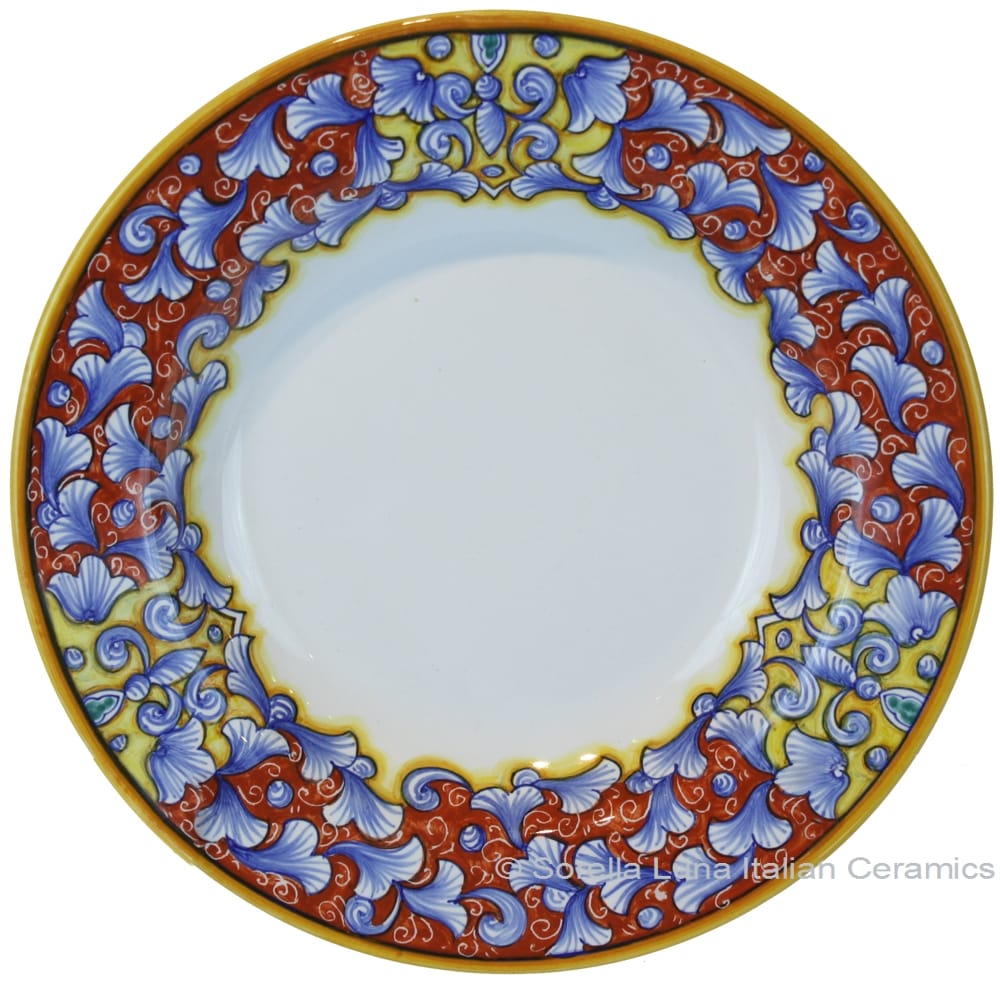 Deruta Italian Pasta Plate - Acanthus Red/Yellow