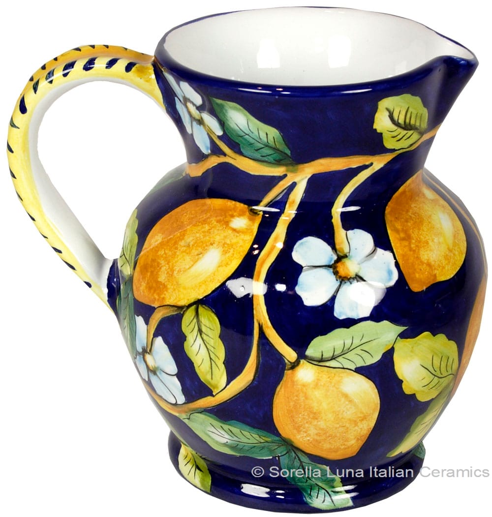 Ceramic Majolica Pitcher Lemons