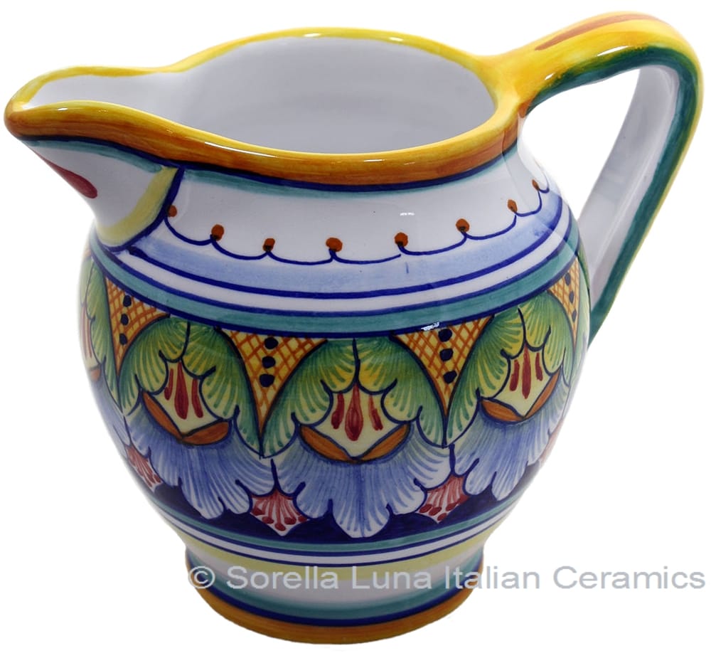 Ceramic Majolica Pitcher Green Blue Red 12cm