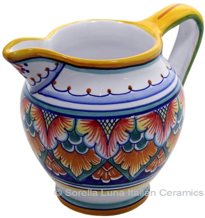 Ceramic Majolica Pitcher Orange Green 1225 12cm