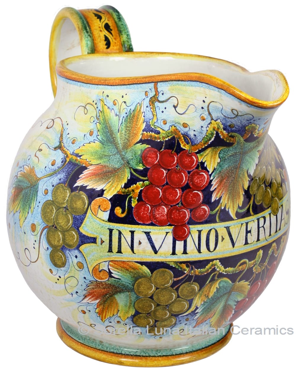 Ceramic Majolica Pitcher Red Grapes 793 51cm