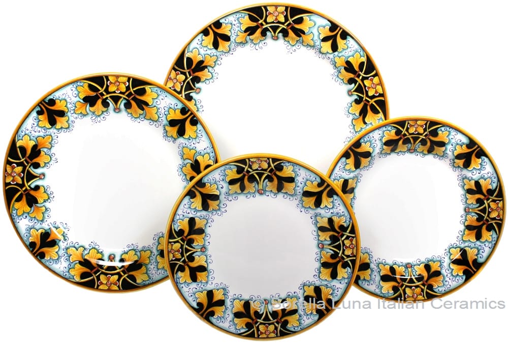Deruta Italian Ceramic Dinner Place Setting - FDL Black/Brown