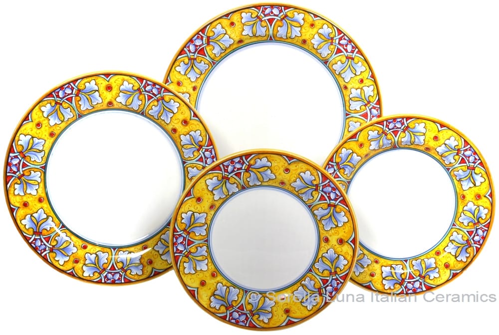 Deruta Italian Ceramic Dinner Place Setting - FDL Yellow/Soft Blue