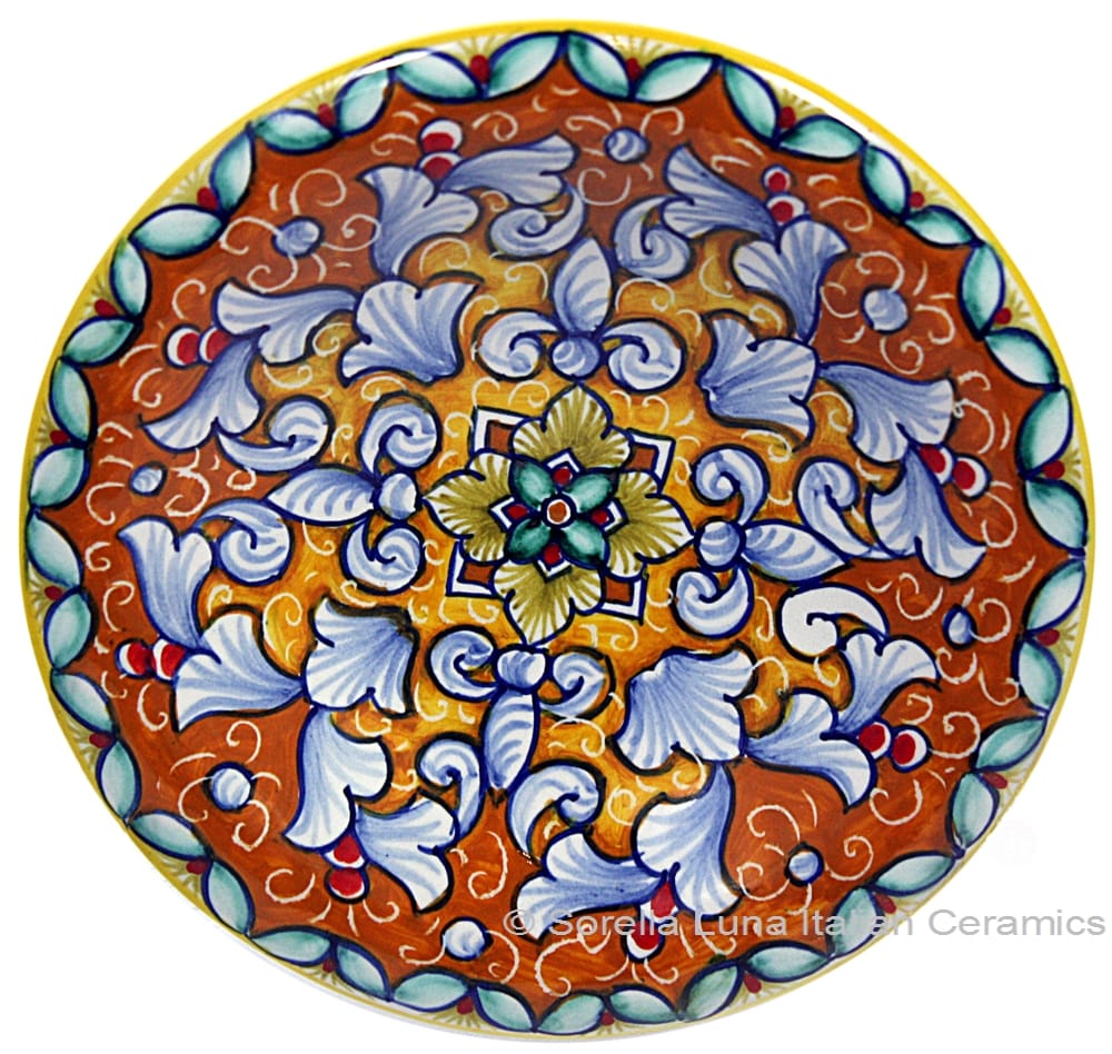 Ceramic Majolica Plate FDL Orange Yellow 12cm