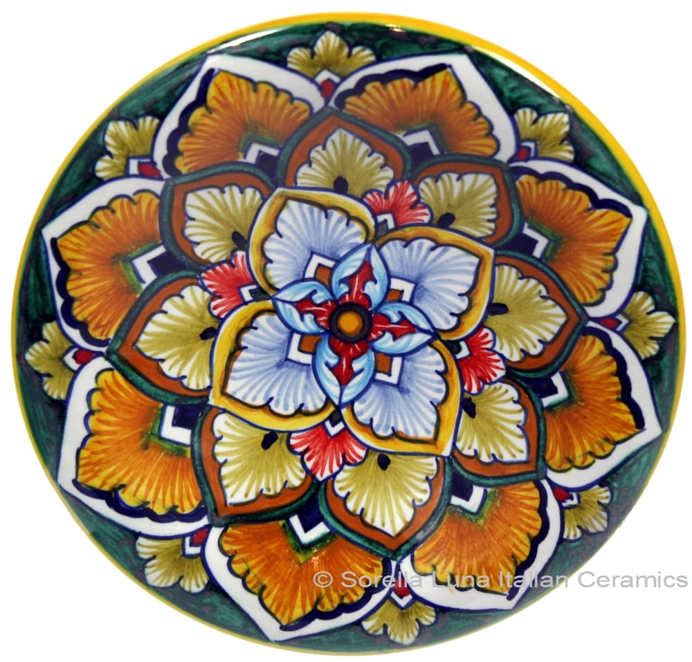 Ceramic Majolica Plate G04 Green Orange Red 12cm