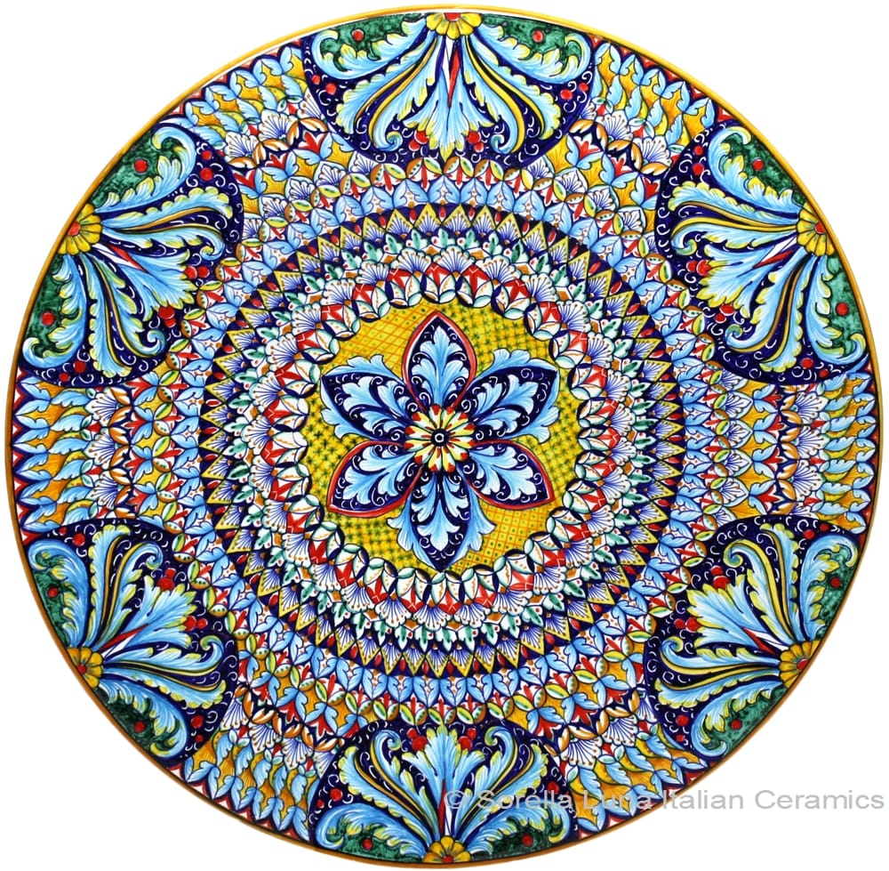 Ceramic Majolica Plate G06 Deruta Ricco Scrolls Star 47cm