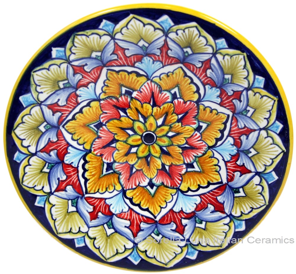 Ceramic Majolica Plate G06 Red Orange Brown 15cm