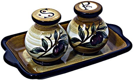 Tuscan Italian Ceramic Salt and Pepper Service