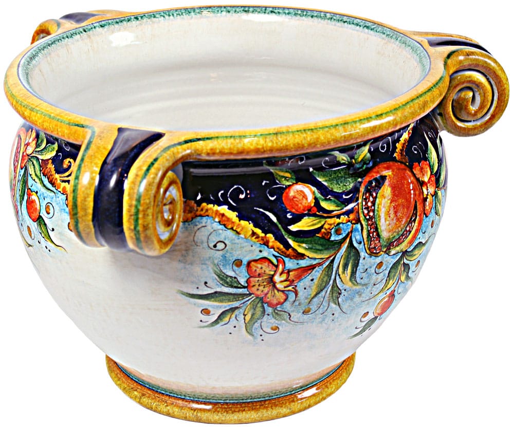 Deruta Italian Vase - Pomegranate with Scrolls
