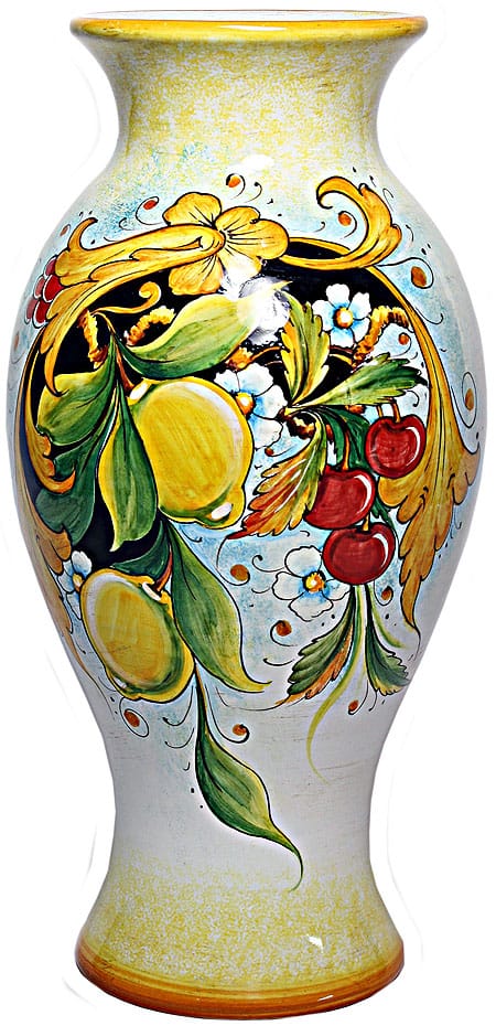 Deruta Italian Ceramic Vase - Lemons and Grapes