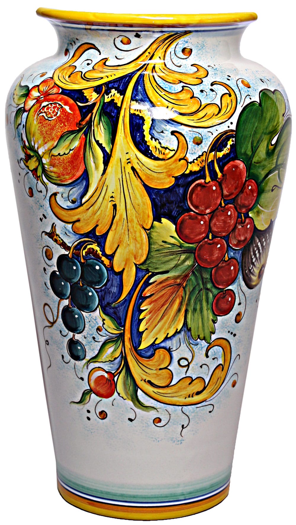 Deruta Italian Ceramic Vase - Grapes and Pomegranates