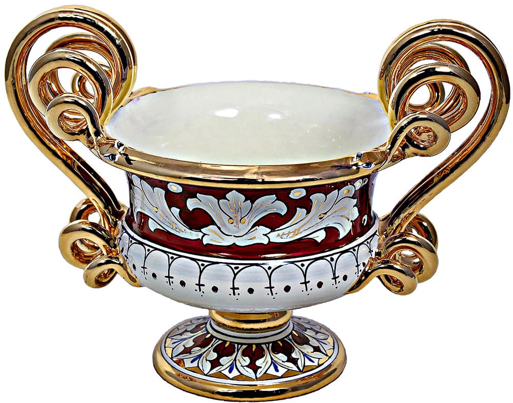 Italian Ceramic Vase - Rubino Scroll Handles